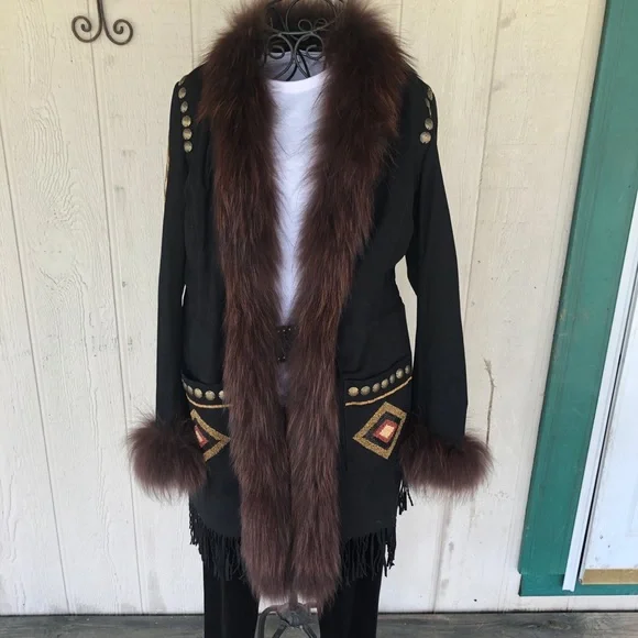 Double D Ranchwear Rainbird Jacket With Real Fur - Picture 1 of 10